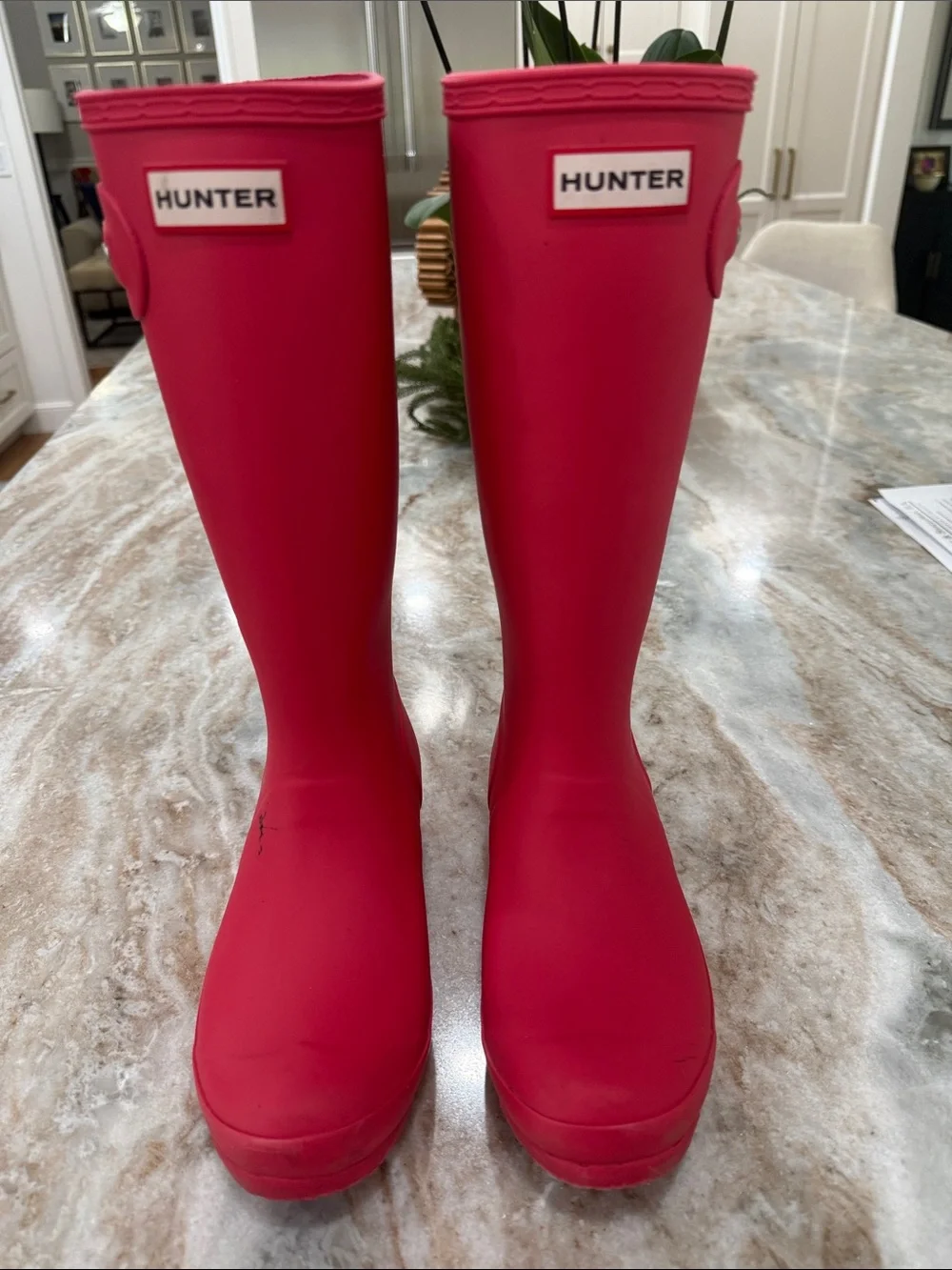 Hunter red Tall Rubber Rain Boots sz 5 kids